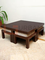 Adalicia Coffee Table with 4 Stools - Urban Galleria