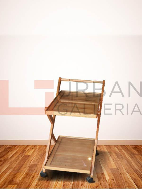 Beech Wood Double Shelf Tea Trolly