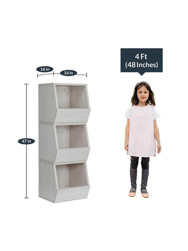 Midinger Kids 3 Tier Compact Book Shelf in Oak Colour