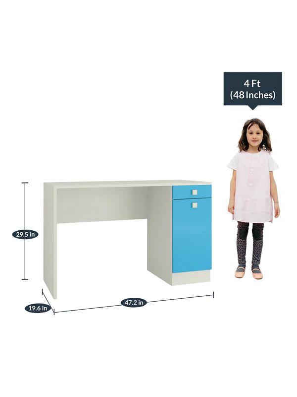 Adelmis Study Desk, Chair and Bookshelf Set In Azure Blue Finish - Urban Galleria