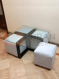 Four Stools Glass Top Coffee Table