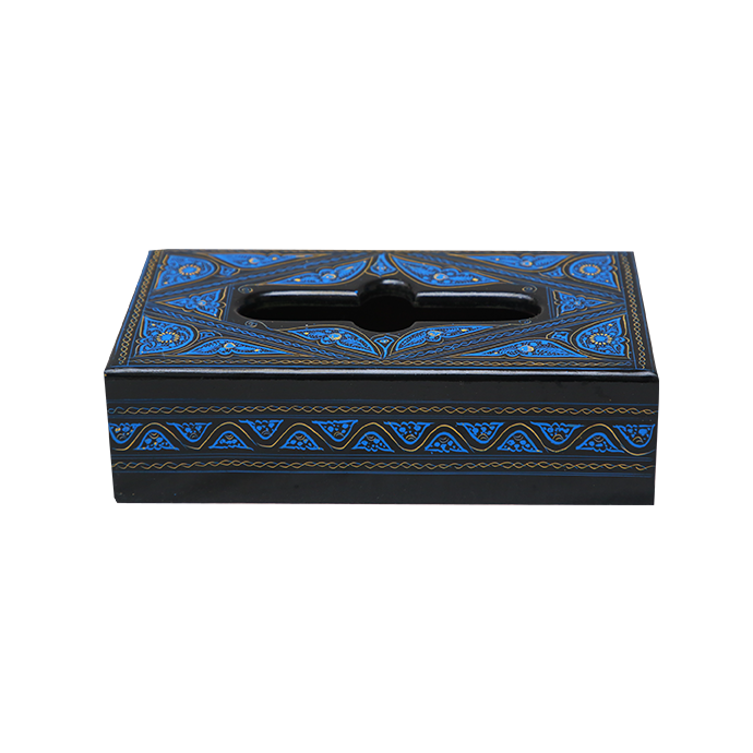Boho Tissue Box - Blue Laquer