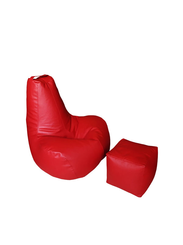 Longchair with Footrest - Red