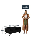 Perla Coffee Table with One Drawer in Black Colour